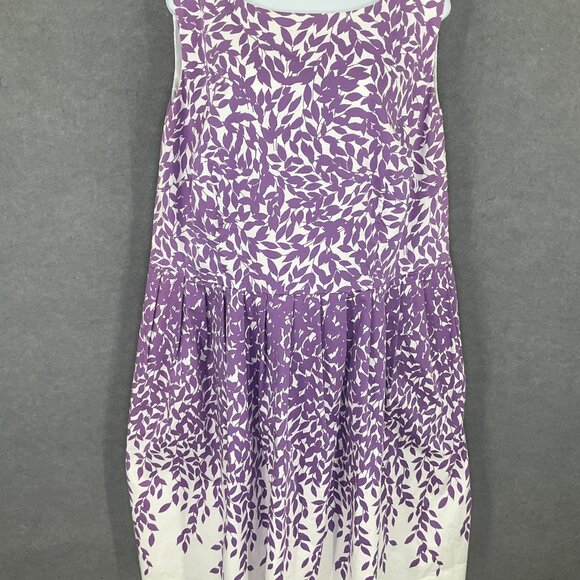 Talbots Woman Purple Leaf Print Sleeveless Pleated Flowy Sundress Womens Sz 18W - Picture 15 of 15